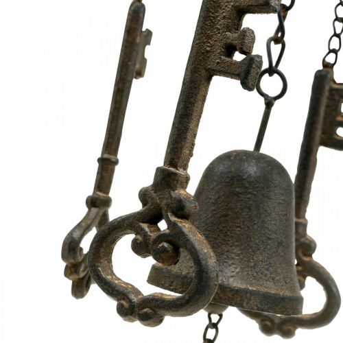 Artículo Campana de viento con llave y campana de hierro fundido Al. 78 cm