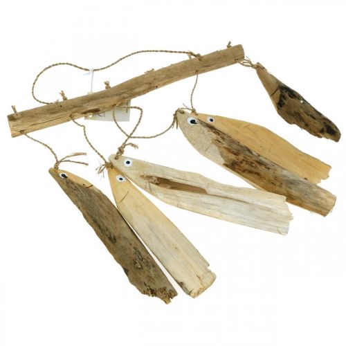 Floristik24 Decoración de peces marítimos, campanas de viento de madera flotante, decoración de madera L50cm W30cm