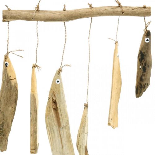 Artículo Decoración de peces marítimos, campanas de viento de madera flotante, decoración de madera L50cm W30cm