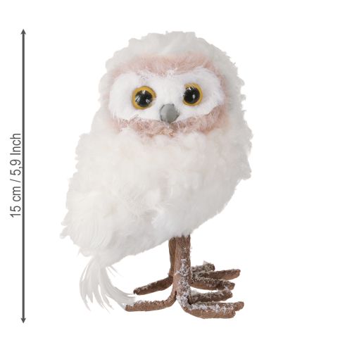 Artículo Decoración de invierno figuras decorativas búho de pie blanco 15cm 2 piezas