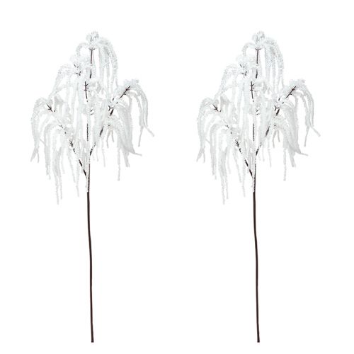 Floristik24 Rama decorativa sauce llorón decoración de invierno brillo blanco 82cm 2ud
