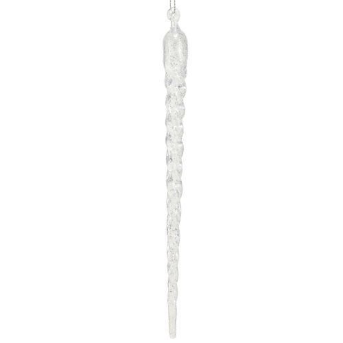 Artículo Carámbanos de decoración invernal para colgar plata transparente 28cm 3ud