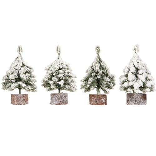 Floristik24 Decoración de invierno Árbol de Navidad en verde blanco Ø7cm H14cm 4ud