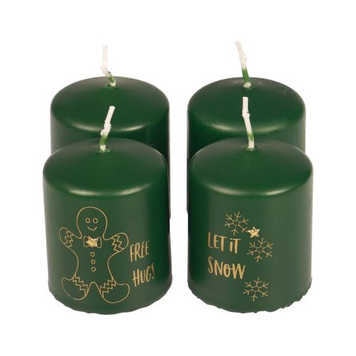 Floristik24 Velas navideñas velas Navidad verde Ø5cm H6cm 4 piezas