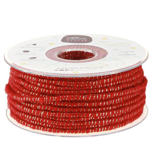 Artículo Hilo de lana con hilo de fieltro mica roja Ø5mm 33m