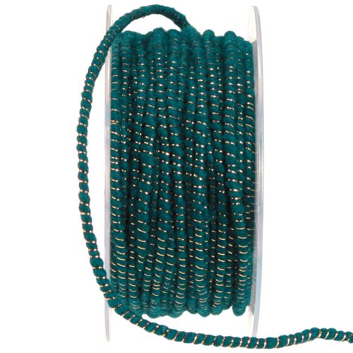 Artículo Hilo de lana con alambre cordón de fieltro cordón de lana turquesa oro Ø5mm 33m