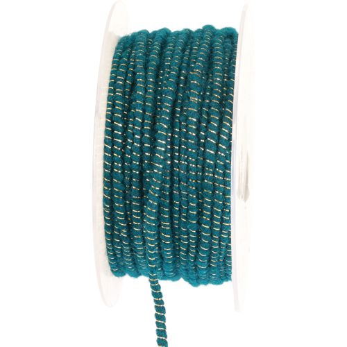 Hilo de lana con alambre cordón de fieltro cordón de lana turquesa oro Ø5mm 33m