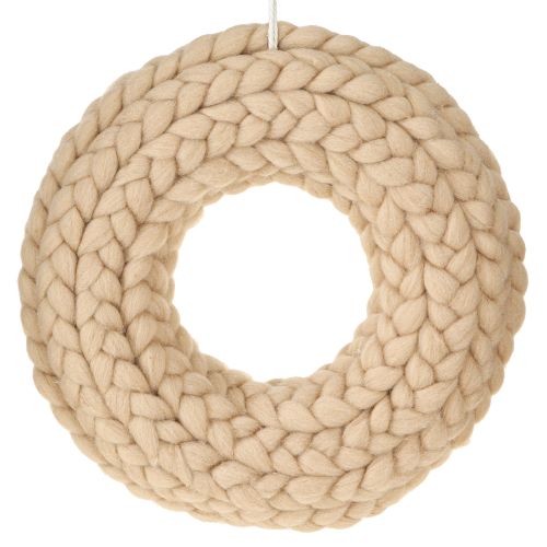 Artículo Corona decorativa de fieltro de lana para colgar marrón claro Ø25cm W4cm