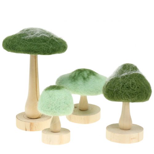 Floristik24 Madera de seta decorativa / fieltro verde 8cm - 15cm 4pcs