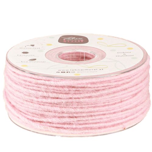 Cordón de lana rosa 3mm 100m