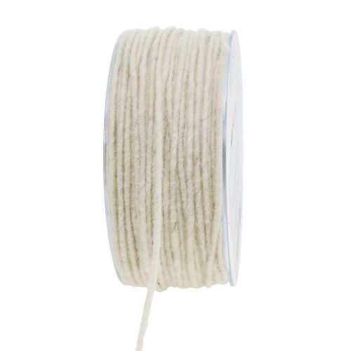Floristik24 Cordón de lana blanco 3mm 100m