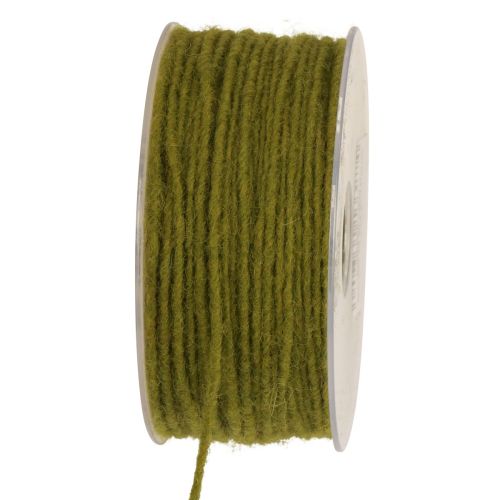 Floristik24 Hilo de mecha cordón de lana cordón de fieltro verde musgo 3mm 100m