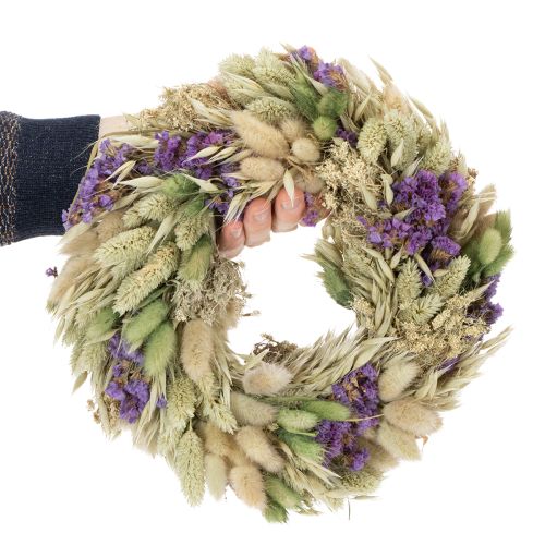 Artículo Corona de flores secas para primavera y verano, para mesa y puerta de entrada, para ocasiones especiales con toques de color, 26 cm.