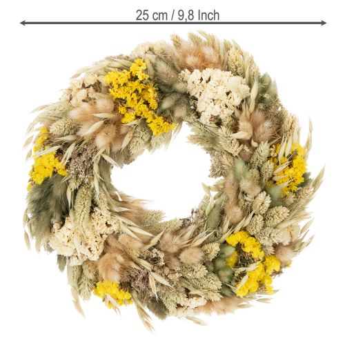 Artículo Corona de flores secas, decoración natural para mesa, salón y pasillo, 25 cm.