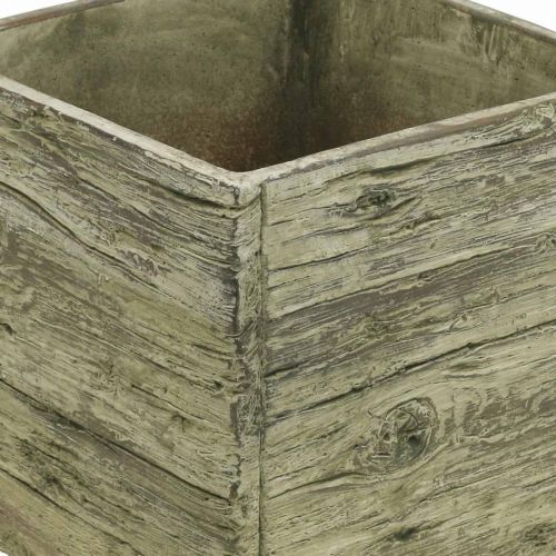 Floristik24 Macetero cuadrado 18x18cm caja de hormigón aspecto madera