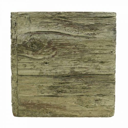 Floristik24 Macetero cuadrado 18x18cm caja de hormigón aspecto madera