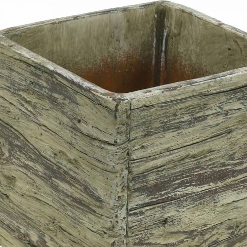 Floristik24 Macetero cuadrado 15x15cm macetero hormigón aspecto madera