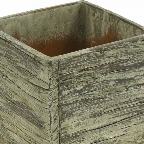 Floristik24 Macetero cuadrado 12x12cm cemento cubo aspecto madera