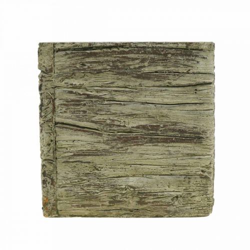 Floristik24 Macetero cuadrado 9.5x9.5cm jardinera de hormigón aspecto madera