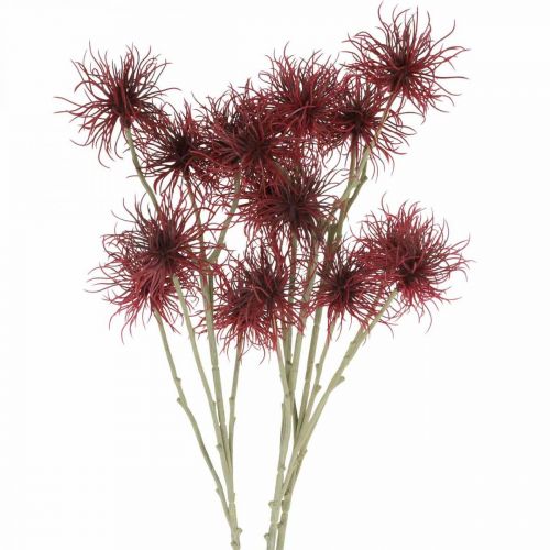 Xanthium flor artificial decoración de otoño rojo 6 flores 80cm 3 piezas