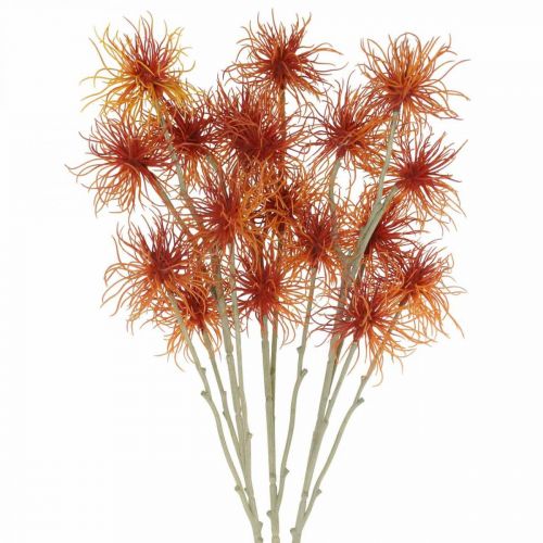 Xanthium flor artificial decoración de otoño naranja 6 flores 80 cm 3 piezas
