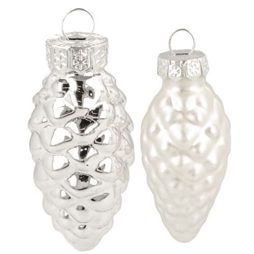 Floristik24 Conos mixtos de cristal plateado 5cm 14 uds