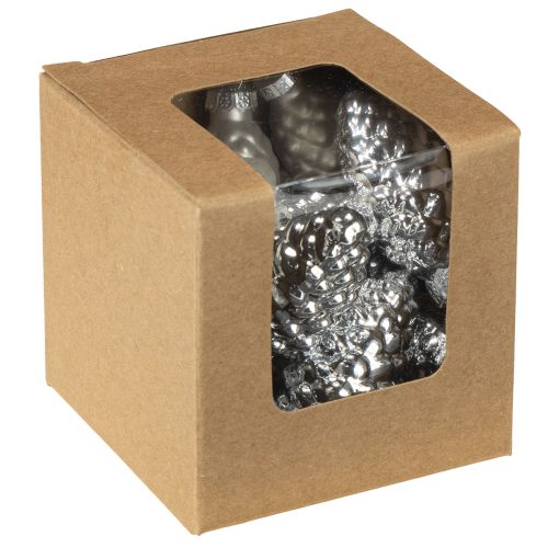 Artículo Conos mixtos de cristal plateado 5cm 14 uds