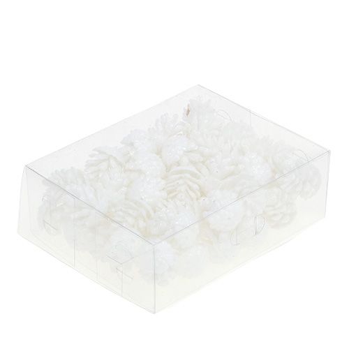 Artículo Conos decorativos purpurina blanca decoración dispersa decoración colgante 3,5 cm 45 piezas