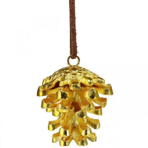 Artículo Conos de decoración de conos de pino para colgar Oro H6cm