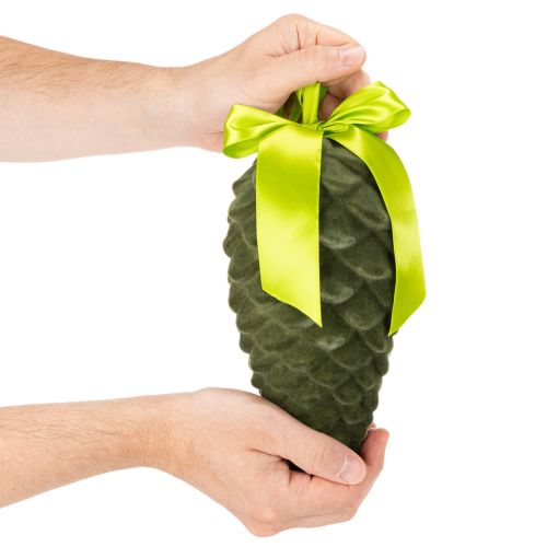 Colgantes de piñas artificiales con cinta y lazo de regalo, 23 cm, 3 unidades. | Floristik24.es