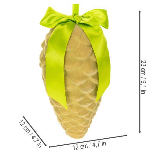Colgantes de piñas artificiales con cinta y lazo de regalo, 23 cm, 3 unidades. | Floristik24.es