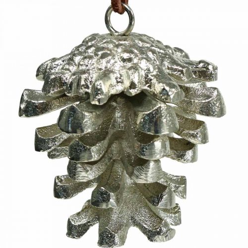 Artículo Conos decorativos de conos de pino para colgar plata H6cm