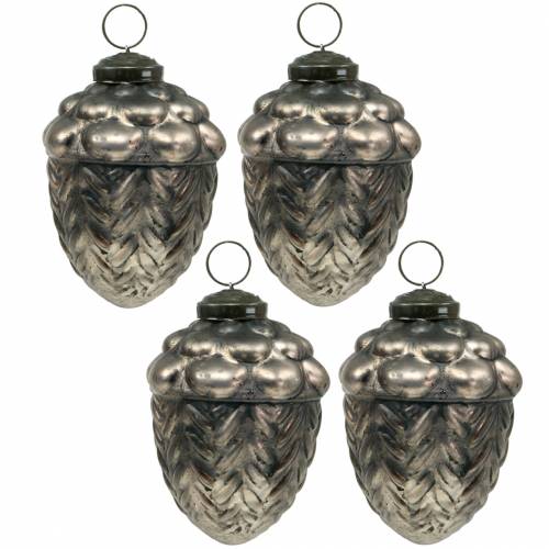 Floristik24 Decoraciones para árboles de Navidad conos vidrio bronce Ø8cm H8cm 4pcs
