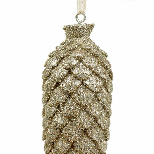 Floristik24 Decoración para árbol Conos con purpurina Oro claro 8,5cm 6pzs