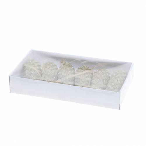 Floristik24 Decoración para árbol Conos con purpurina Oro claro 8,5cm 6pzs