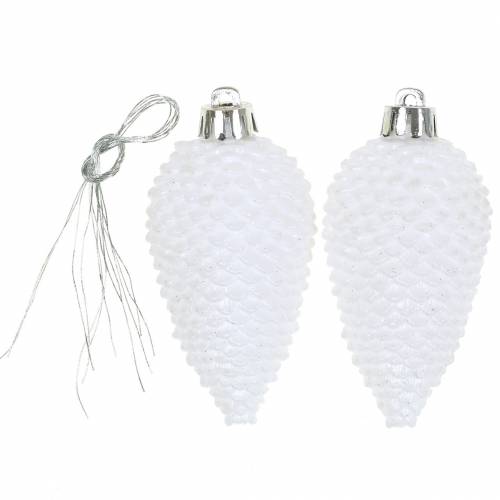 Floristik24 Decoraciones para árboles de Navidad conos blancos 8cm 6pcs