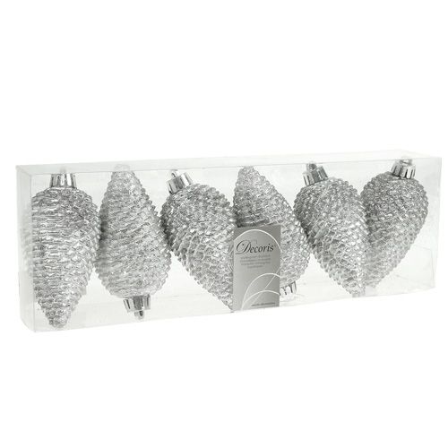 Artículo Conos plastico plata 8cm 6ud. para colgar