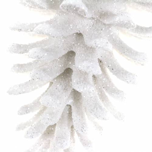 Artículo Adornos para árboles de navidad conos brillo blanco 9cm x 4.5cm 6pcs