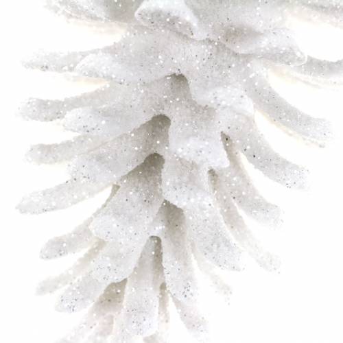 Floristik24 Adornos para árboles de navidad conos brillo blanco 9cm x 4.5cm 6pcs