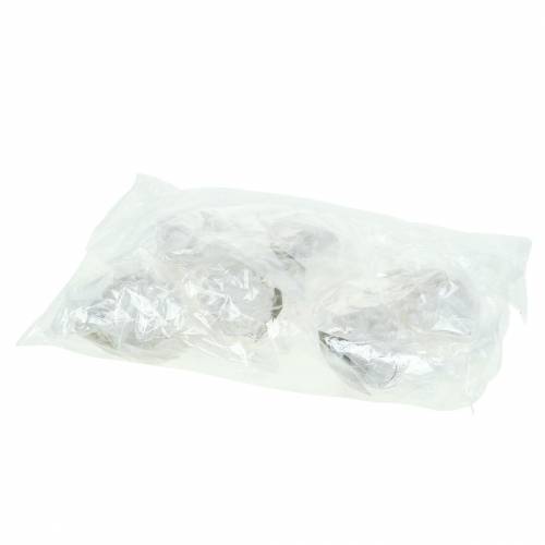Floristik24 Adornos para árboles de navidad conos brillo blanco 9cm x 4.5cm 6pcs