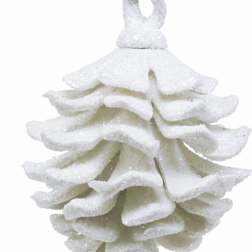 Floristik24 Decoraciones para árboles de Navidad conos brillo blanco 9cm 6pcs