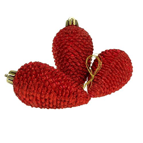 Floristik24 Decoraciones para árboles de Navidad conos rojos 9cm 6pcs