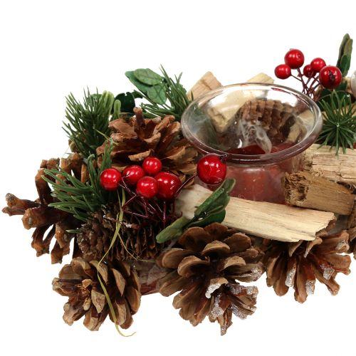 Floristik24 Arreglo de vela navideña naturaleza 45cm