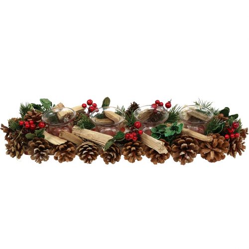 Floristik24 Arreglo de vela navideña naturaleza 45cm