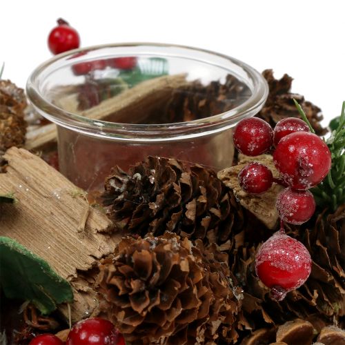 Floristik24 Arreglo de velas con conos naturaleza 19cm