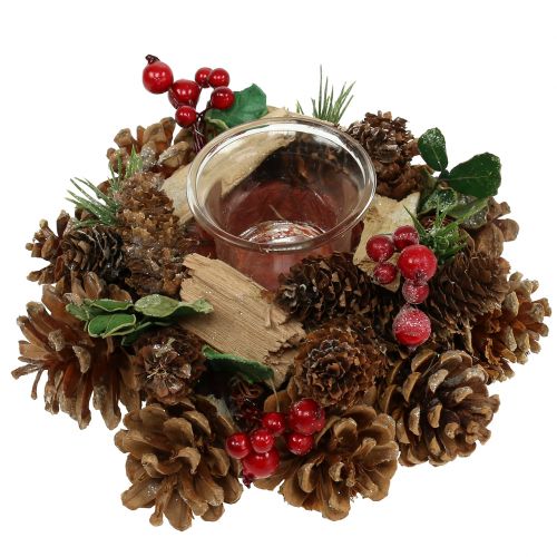 Floristik24 Arreglo de velas con conos naturaleza 19cm