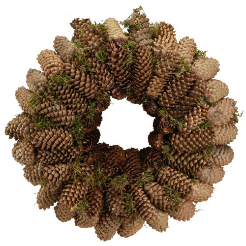 Artículo Corona de conos con musgo Corona grande de piñas de abeto Ø45cm