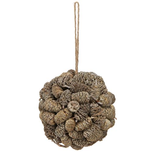 Floristik24 Bola cónica para colgar piñas de aliso blanqueadas 12cm