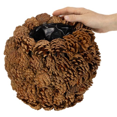 Maceta decorativa con piñas,