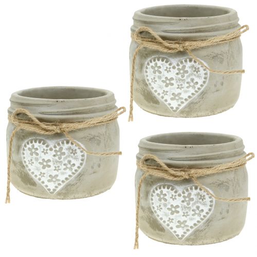 Floristik24 Maceta de hormigón corazón Ø11,5cm 3pcs